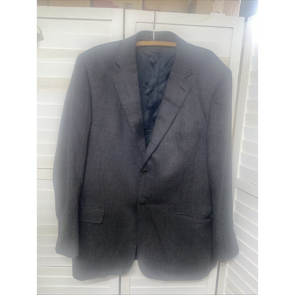 Zino 44L Black White Tweed Made Italy Wool Blend Men’s Blazer Suit Jacket Lined